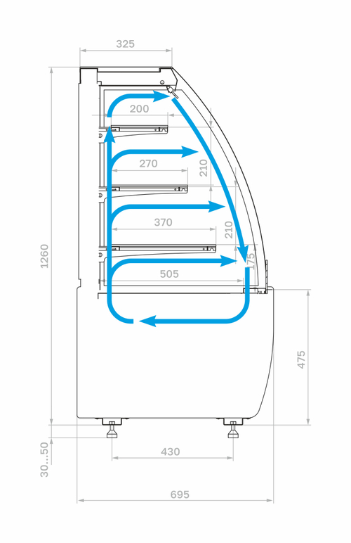 Кондитерская витрина Carboma K70 VM 1,3-2 STANDARD открытая (версия 2.0) (Flandria 2)