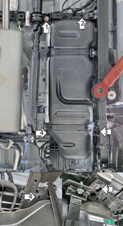 Усиленная защита топливного бака (2 мм, сталь) для JAC T8 Pro 2019-,T8 2018-, T6 2019-, Sollers ST6 2023- Motodor.78304
