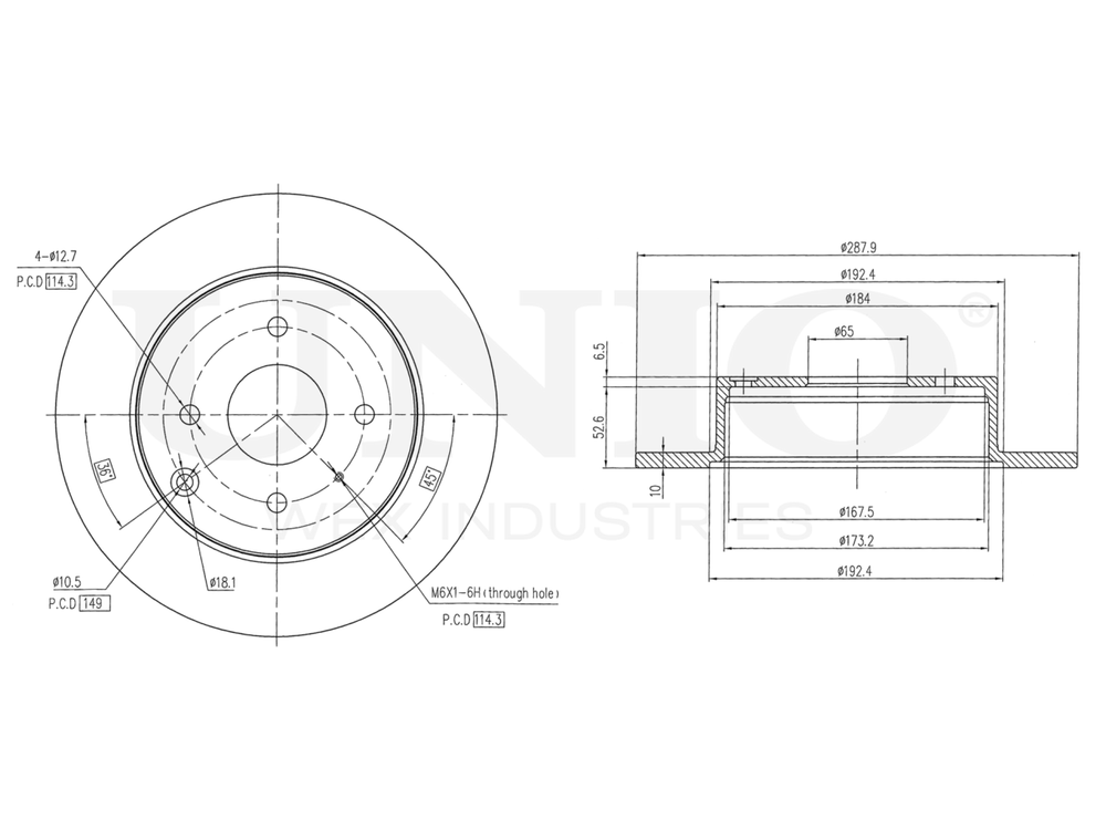 Диск тормозной задний UNIO BRD-20418