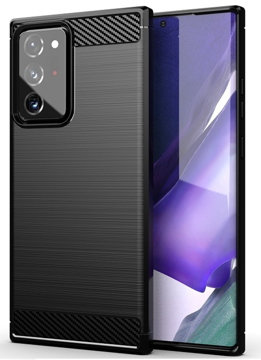 Чехол черного цвета в стиле под карбон на Samsung Galaxy Note 20 Ultra, серия Carbon от Caseport