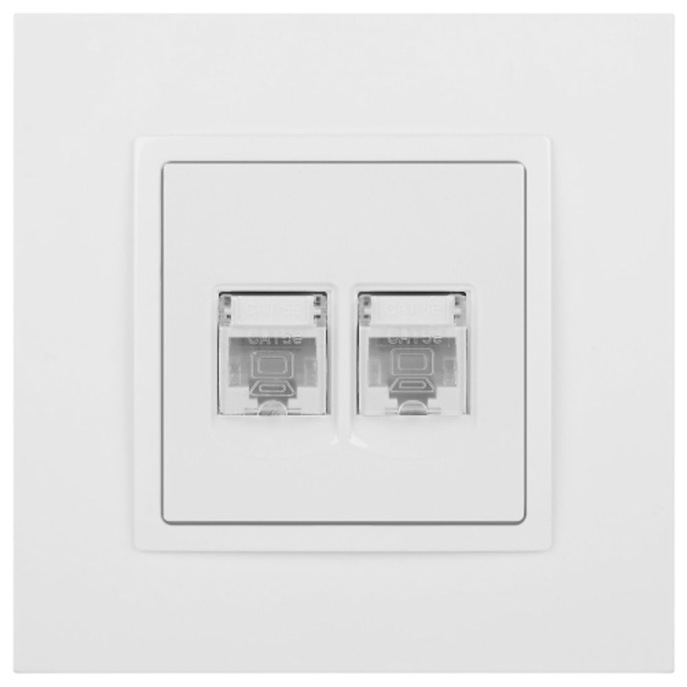 Розетка ЭРА Elegance 14-3108-01 информационная двойная 2хRJ45 IP20 белый | Эра Elegance