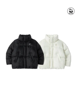 Укороченный пуховик с жаккардовой монограммой и высоким воротом