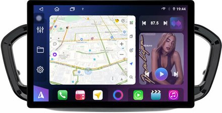 Магнитола для Lada Vesta NG 2023+ (ШГУ, рамка черная глянцевая 9) - FarCar BX877 монитор 13" 2K QLED на Android 13, TS10, 6+128, CarPlay, 4G SIM-слот