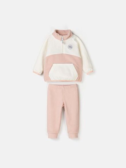 Костюм флисовый Колор блок "Пудра" 0+