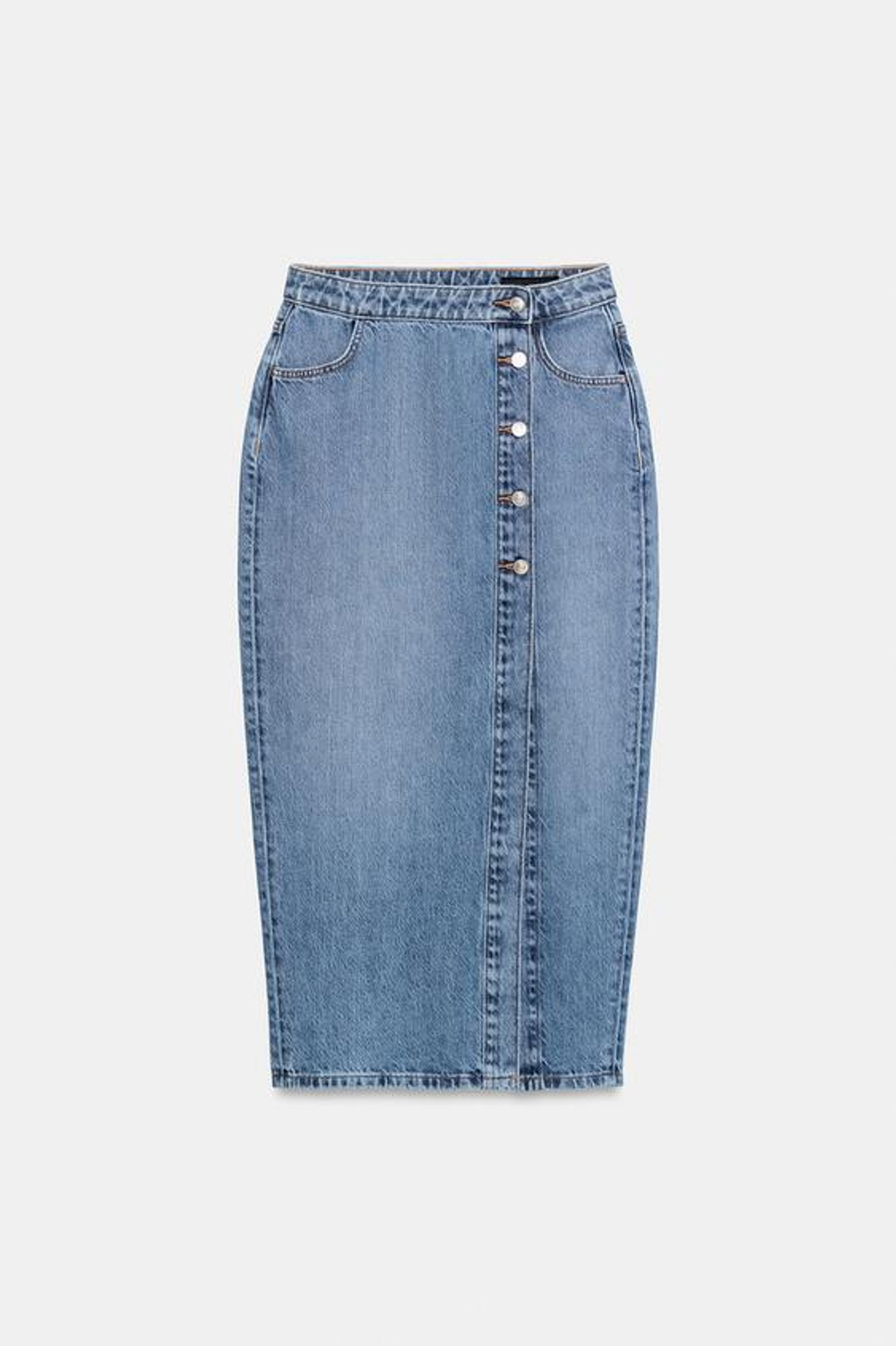 ZARA ДЖИНСОВАЯ ЮБКА ВНАХЛЕСТ Z1975, ВЫЦВЕТШИЙ СИНИЙ