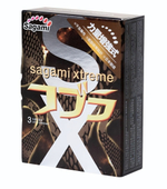 Суженные к основанию презервативы Sagami Xtreme Cobra - 3 шт. (Цвет: прозрачный)