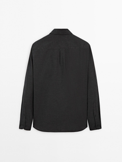Massimo Dutti РУБАШКА ИЗ 100% ХЛОПКА В ТОНКУЮ ПОЛОСКУ, СЕРЫЙ