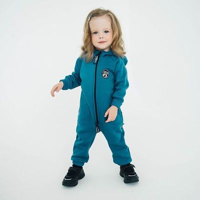 Warm hooded jumpsuit with pockets - Navy Blue