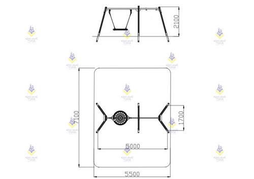 Качели деревянные «Гнездо и место для 1 подвеса»