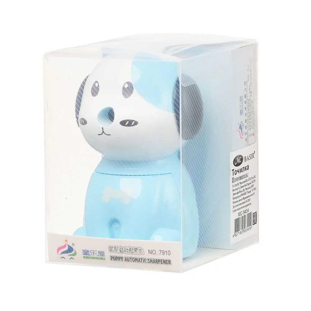 Точилка механическая для карандашей с контейнером "Собачка", настольная ручная точилка с ручкой для детей в форме собаки, размер 10,5*7 см