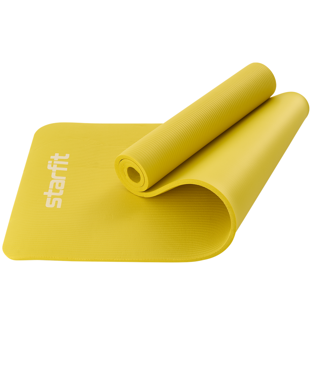 Коврик для йоги и фитнеса FM-301, NBR, 183x61x1,5 см, желтый