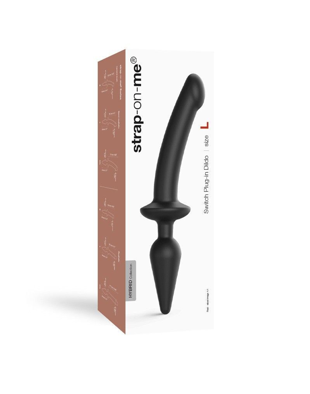 Черный двусторонний фаллоимитатор Strap-On-Me Dildo Plug-In Switch size S