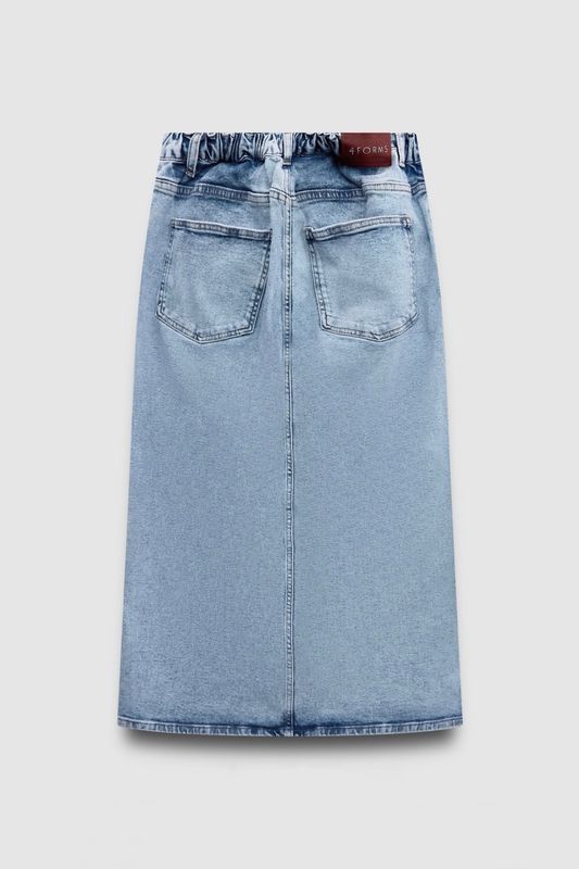 Юбка с разрезом из джинсы, светло-голубой