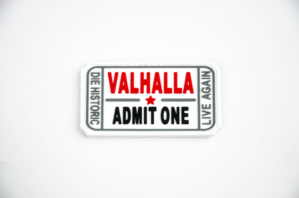 Шеврон Valhalla Admit One PVC. Белый