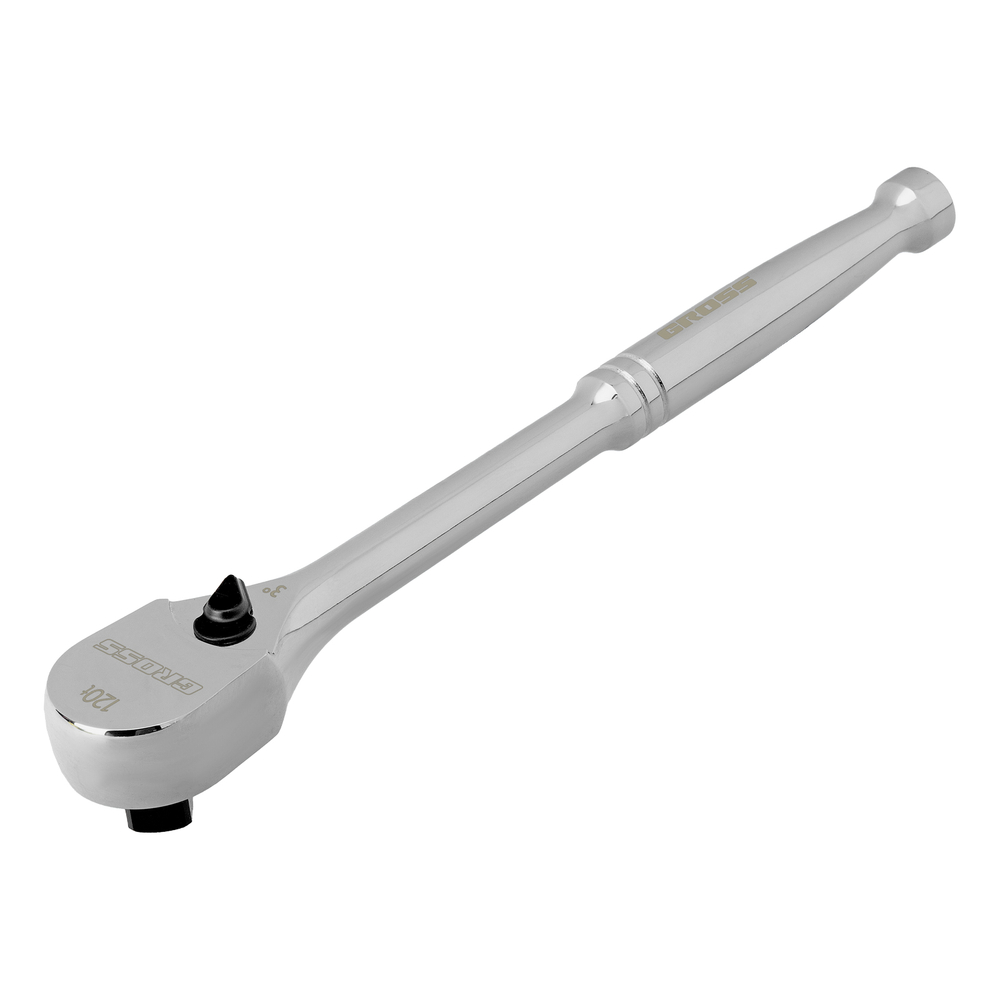 Ключ-трещотка 3/8", CrV, 120 зубьев, цельнометаллический, хром Gross