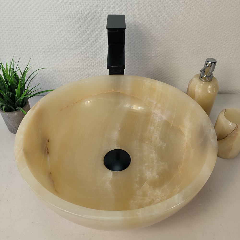 Раковина из оникса Bowl Yellow BO-66077 40*40*15 из натурального камня