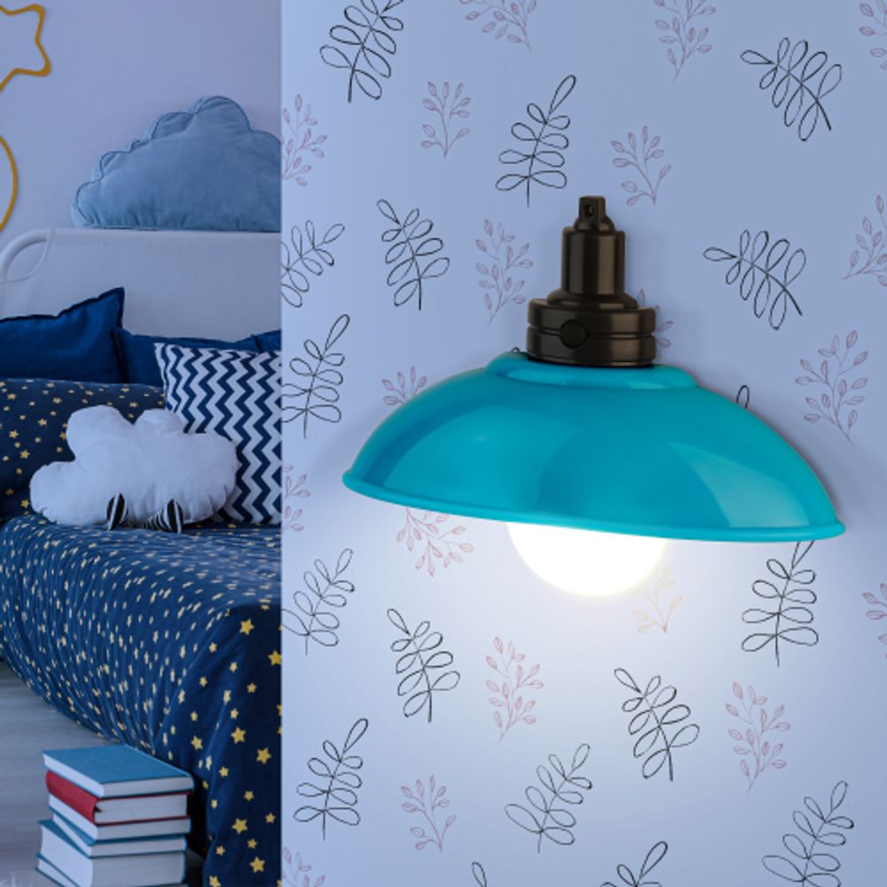 Ночник - светильник светодиодный ЭРА NLED-487-1W-SW-BU настенный на батарейках с выключателем голубой | Ночники