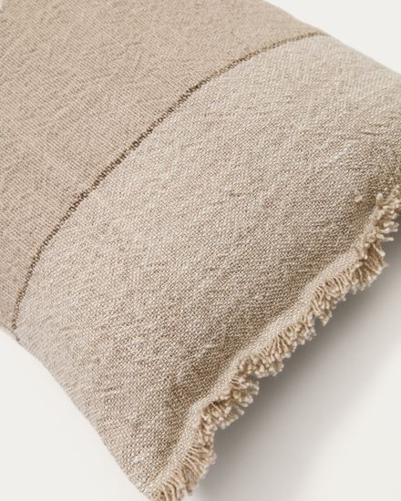 Чехол для подушки Lorin из льна зелёного цвета с бахромой 30 x 50 см