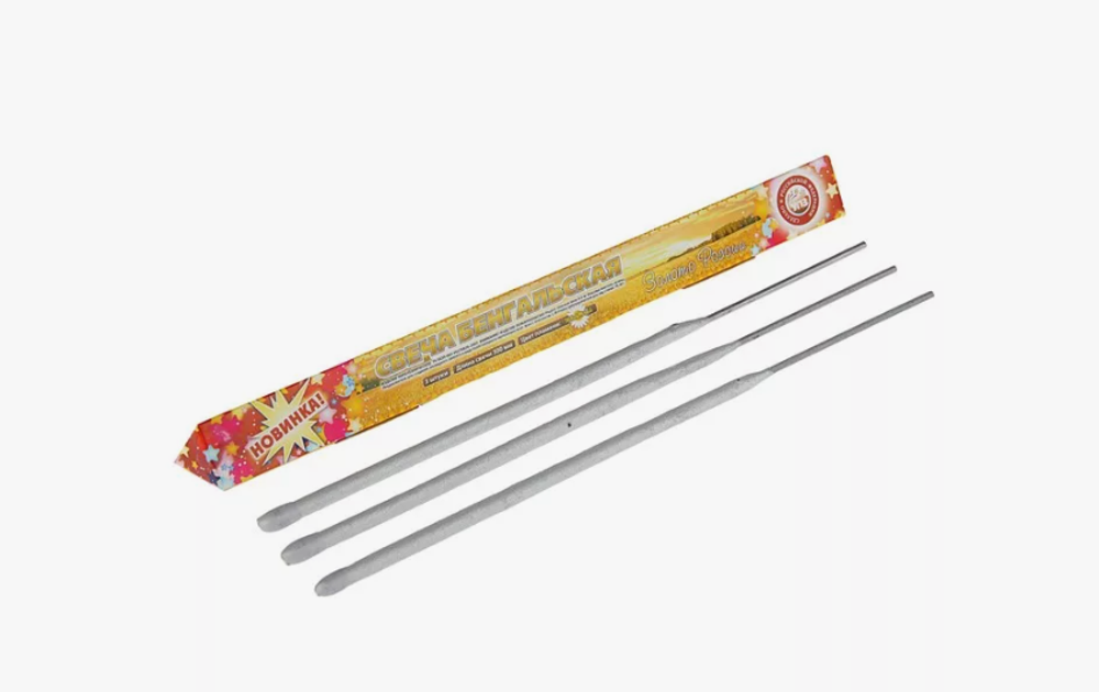 Бенгальская свеча 650 мм "Золото России" (3 шт.), желтое пламя