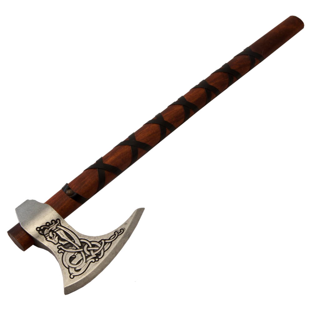 Топорик викинга Рагнара боевой, рукоять в оплетке, Дания, 9 в., хром