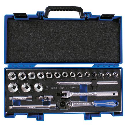 Цена на KING TONY (3023MRV11) Набор торцевых головок с принадлежностями 3/8", 12-гранные, 6-24 мм, 23 предмета