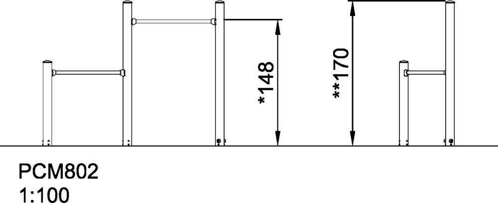 Двойной турник, H=88 см/118 см, сталь