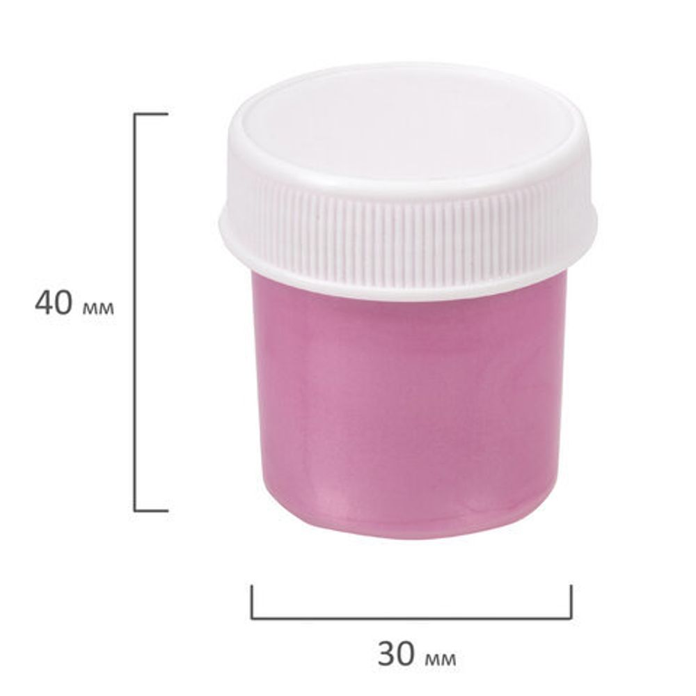 Краски акриловые ПЕРЛАМУТРОВЫЕ для рисования и хобби BRAUBERG 6 цветов по 20 мл, 191603