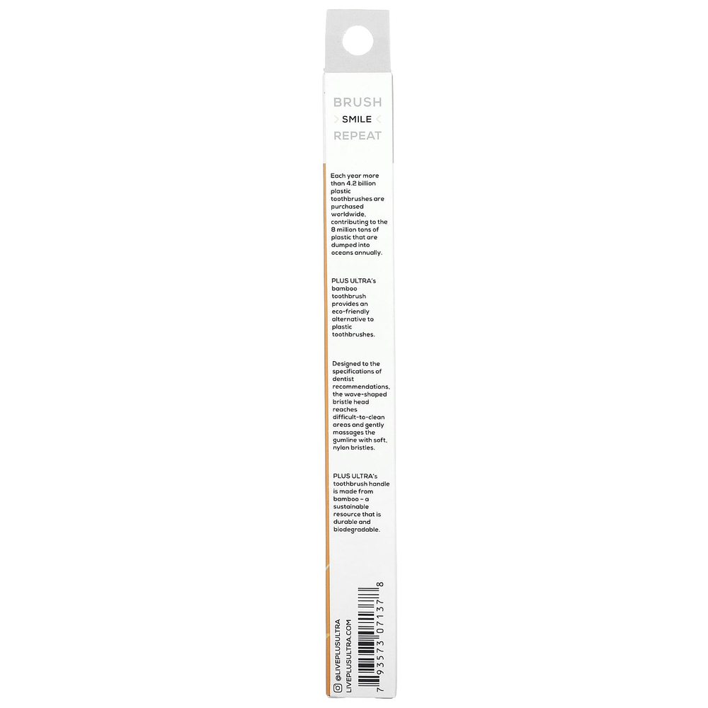 Plus Ultra, бамбуковая зубная щетка, +>XO, для взрослых, мягкая, 1 шт.
