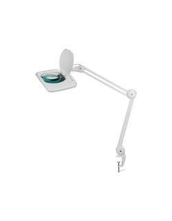 Rexant 31-0513 Лупа на струбцине REXANT, квадратная, 5D, с подсветкой 60 SMD LED, сенсорный регулятор яркости, белая