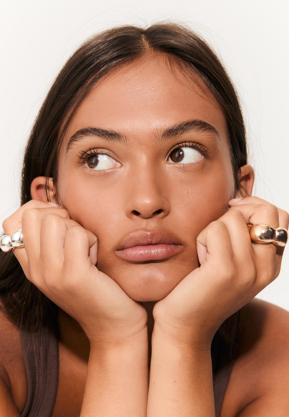 STRADIVARIUS Набор из 2 комбинированных колец, серый