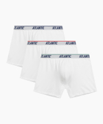 Мужские трусы шорты удлиненные Atlantic, набор 3 шт., хлопок, белые, 3MH-237
