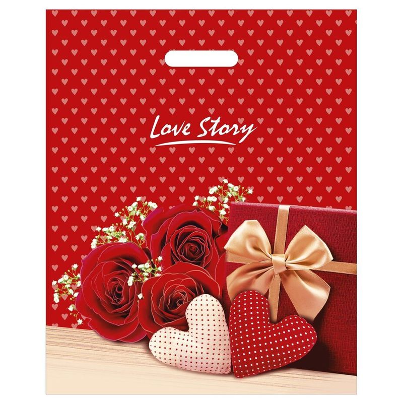 Пакет прорубная ручка Россия 38*47 см 60 мкм ПВД Лав стори  1 шт 500 шт/кор