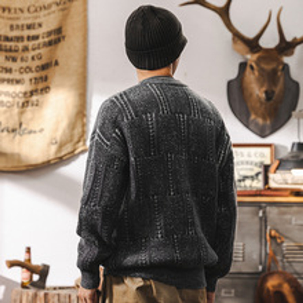 Толстый свитер вязанный мужской зимний Американский ретро 690g тяжелый толстый свитер мужской зимний прилив бренд мужской вязаный свитер мужской осенний зимний свитер