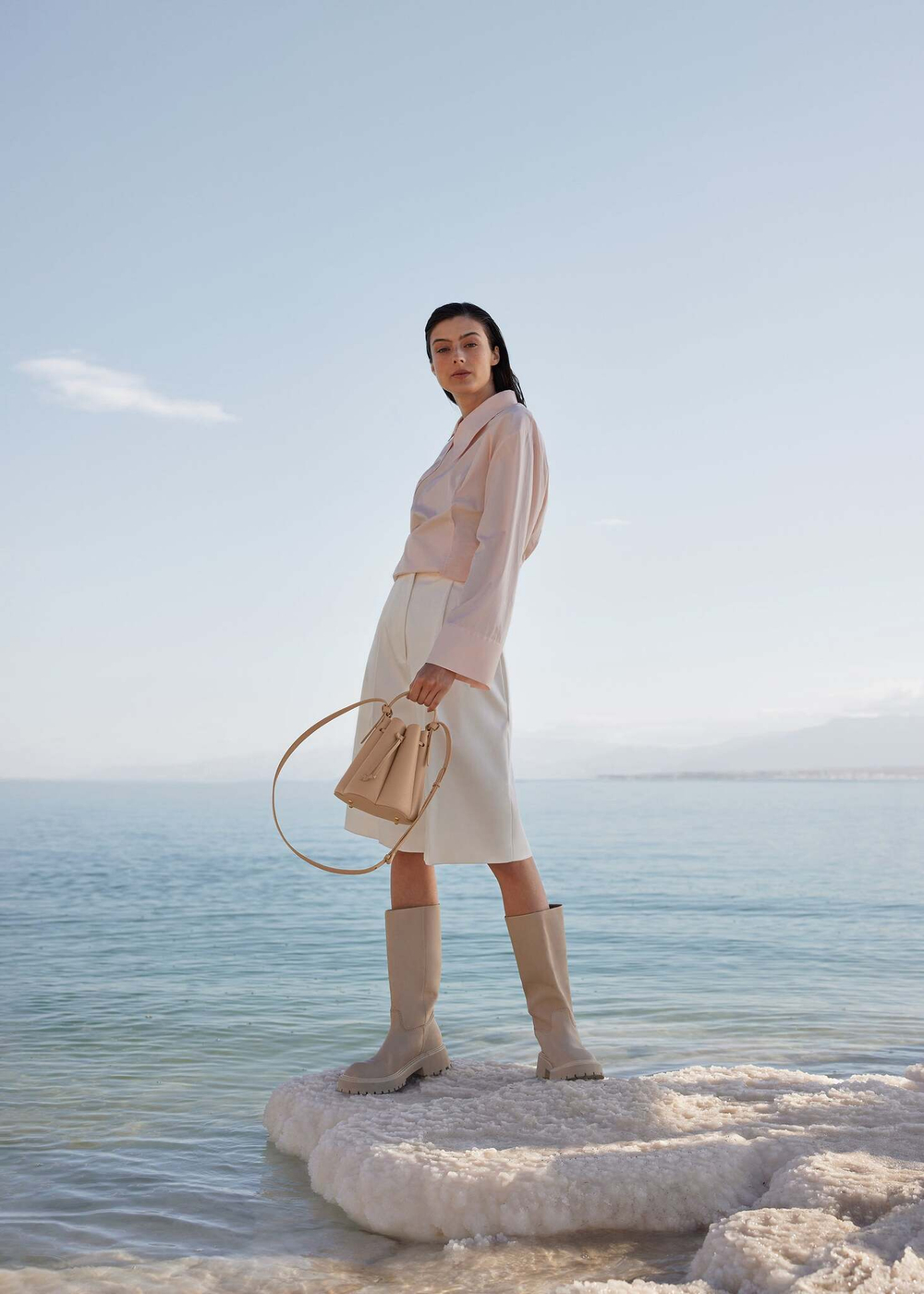 Сумка Polene Numéro Huit Mini EDITION TEXTURED BEIGE