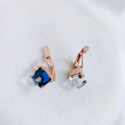 "Кубик" серьги в золотом покрытии из коллекции "Леди" от Jenavi с английским замком