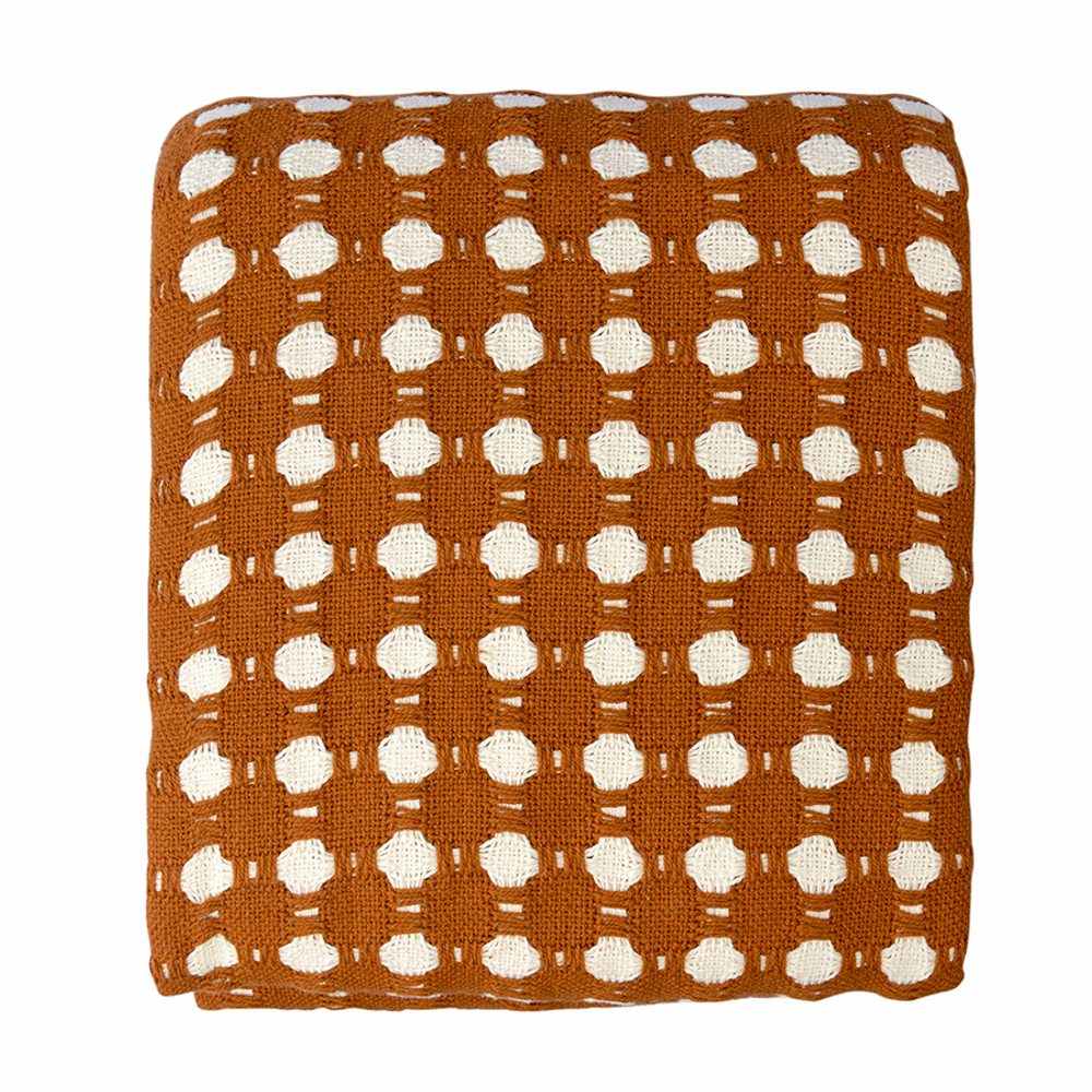 Покрывало из хлопка Polka dots, 180х250 см | карамельный