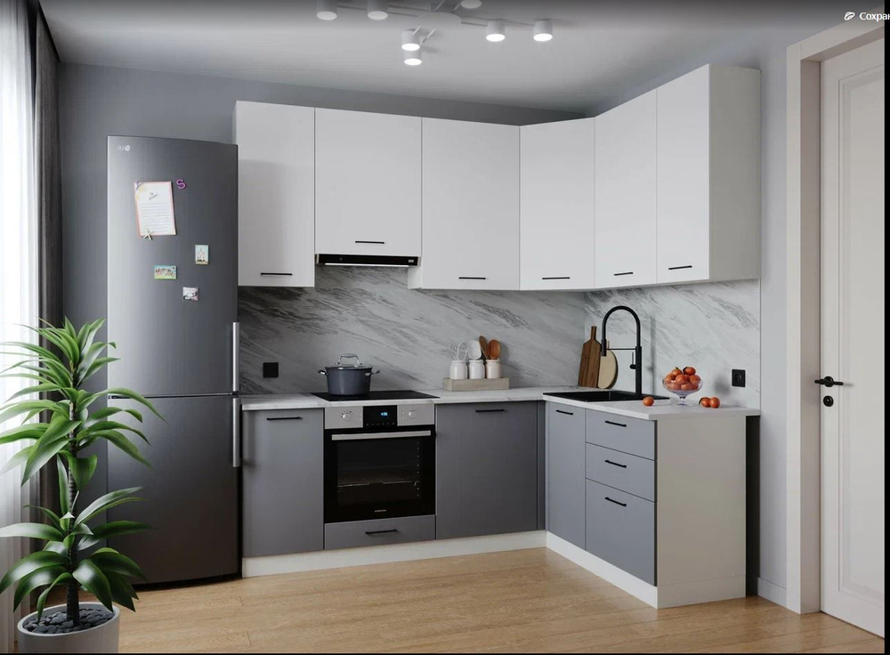 Кухонный гарнитур угловой Крафт 2200х1600 (38мм)