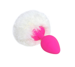 Анальная втулка розовая с заячим хвостом Medium 8,5 см