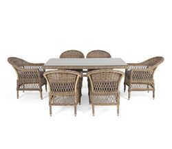"Амароне" обеденная группа из искусственного ротанга на 6 персон, цвет соломенный
