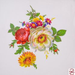 Салатник квадратный Queen's Crown Мейсенский букет 23см