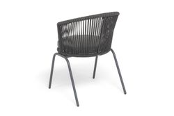 "Люксембург" стул плетеный из роупа, каркас из стали темно-серый (RAL7024) муар, роуп темно-серый круглый, ткань темно-серая 027