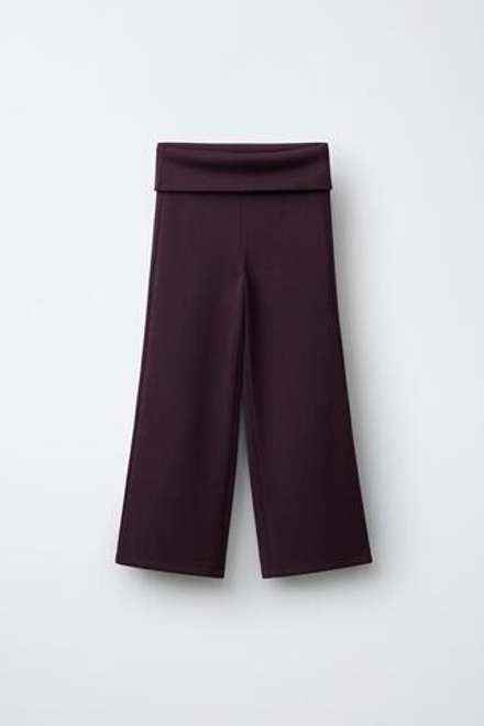 ZARA СПОРТИВНЫЕ БРЮКИ WIDE LEG, БАКЛАЖАННЫЙ