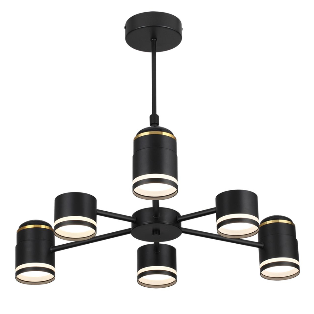 8234/6C COMFI LN25 000 черный, металл/акрил Люстра потолочная GX53 LED 6*10W + LED-проектор 3*5W 2700К 220V VIRSAVA