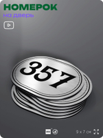 Номерок на дверь квартиры 357, для кабинета, офиса, шильдик 9 х 7 см, брашированная сталь, Айдентика Технолоджи