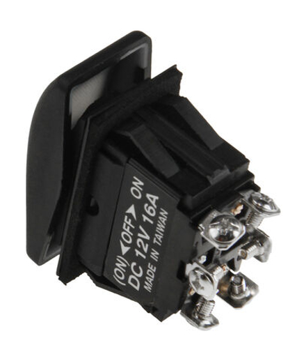 Переключатель трехпозиционный (ON)-OFF-ON 12В/16А 6Р с подсветкой без фиксации 1 положения