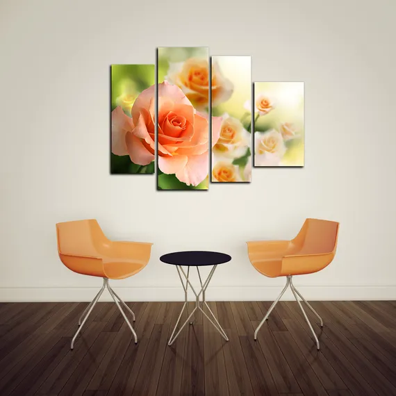 Модульная картина"Персиковые розы"