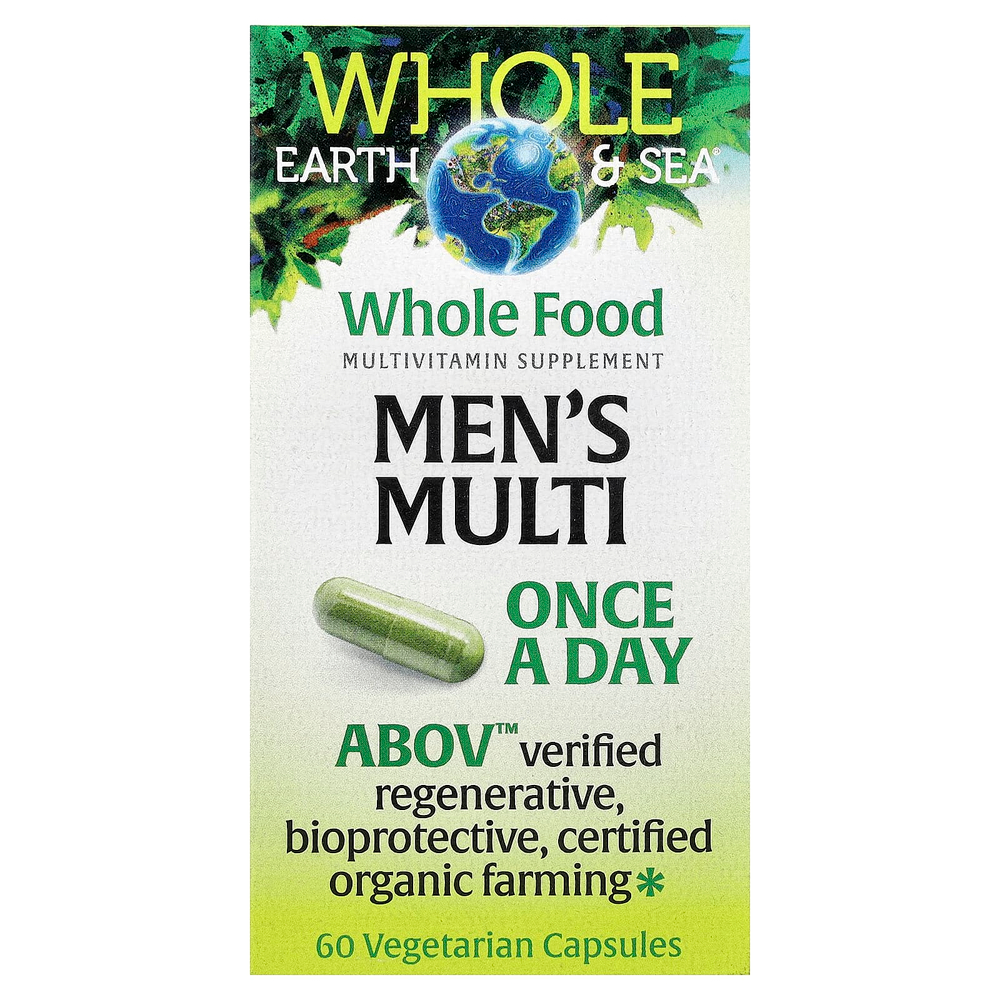 Natural Factors, Whole Earth & Sea®, мультивитамины для мужчин, 60 вегетарианских капсул