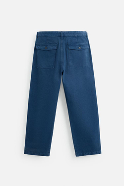 ZARA БРЮКИ REGULAR FIT ИЗ ТКАНИ С ЭФФЕКТОМ ПОТЕРТОСТИ, СИНИЙ