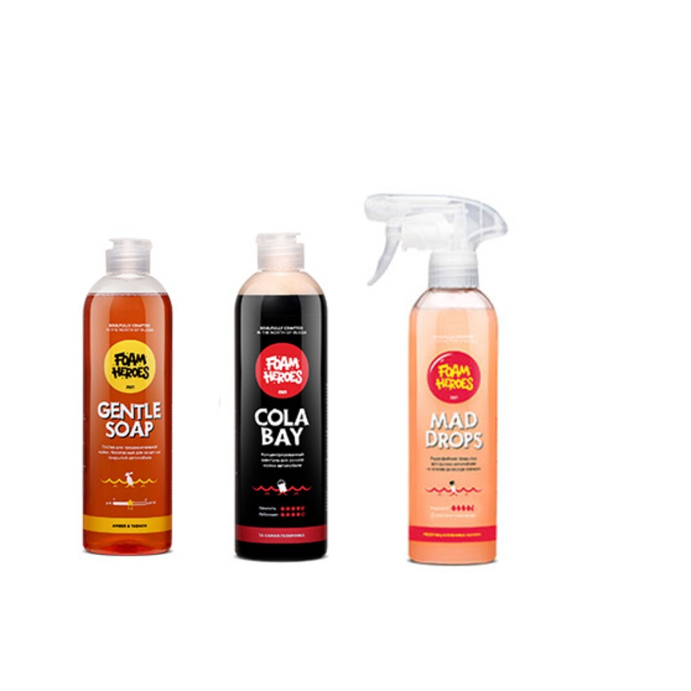 Набор для трехфазной мойки Gentle Soap Amber & Tabaco + Cola Bay+Mad Drops Candy