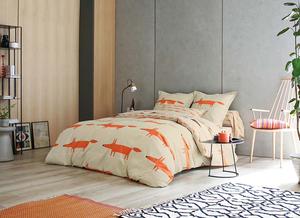 Постельное белье 1.5 спальное Blanc des Vosges Mr Fox Mandarine